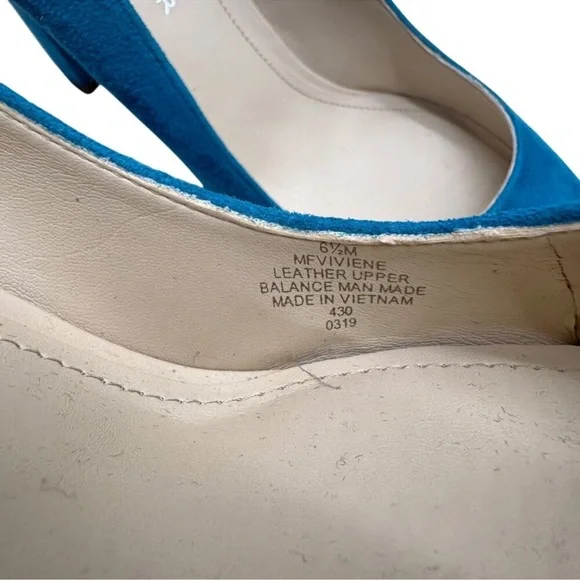 Marc Fisher Viviene Turquoise Suede Leather Pointed Toe Block Heels Women 6.5M - Picture 10 of 10